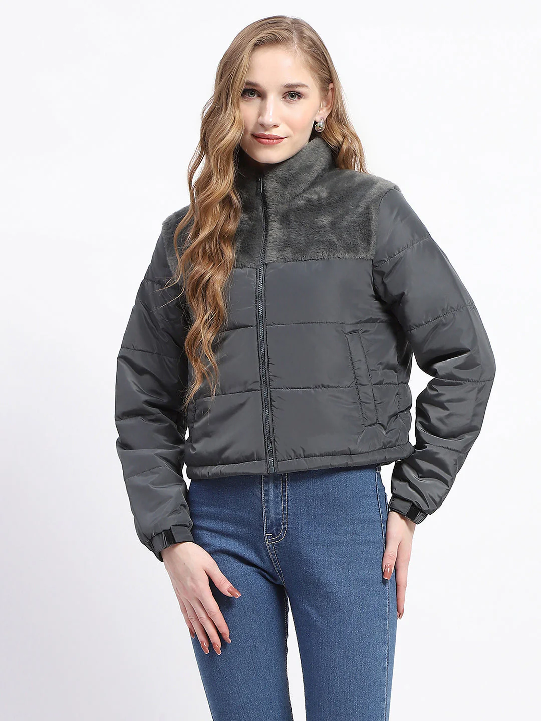 Madame Emerald Green High Neck Quilted Puffer Jacket - Image 2