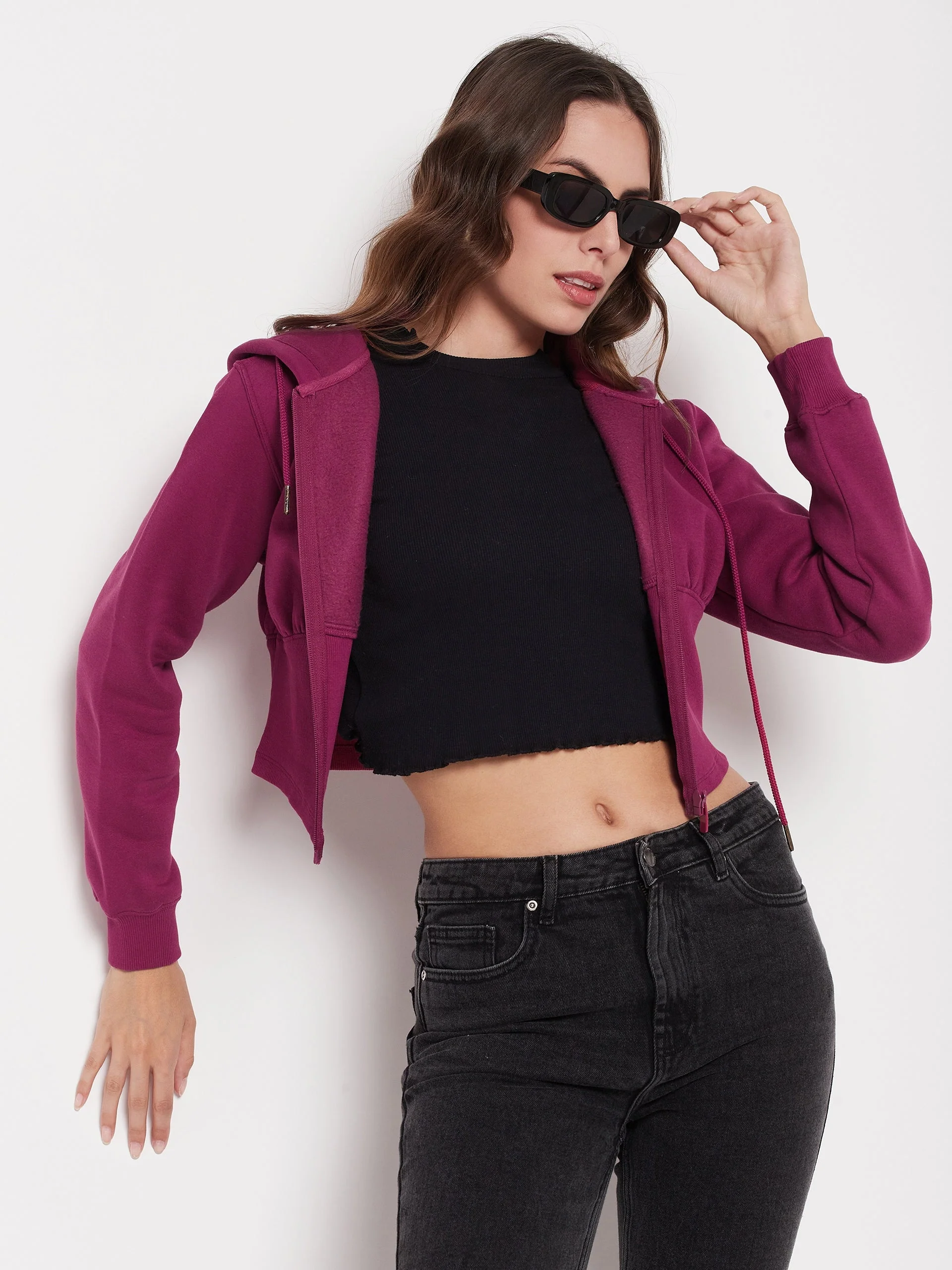 Madame Crop Plum Corset Sweatshirt - Image 4