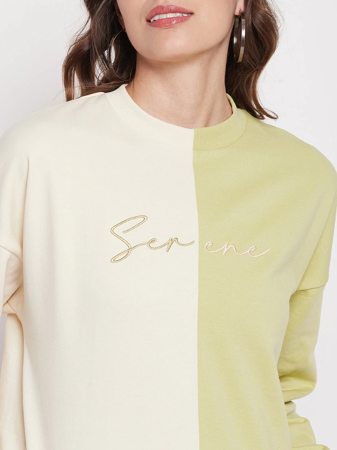 Madame Lime Green Color Block Sweatshirt - Image 2
