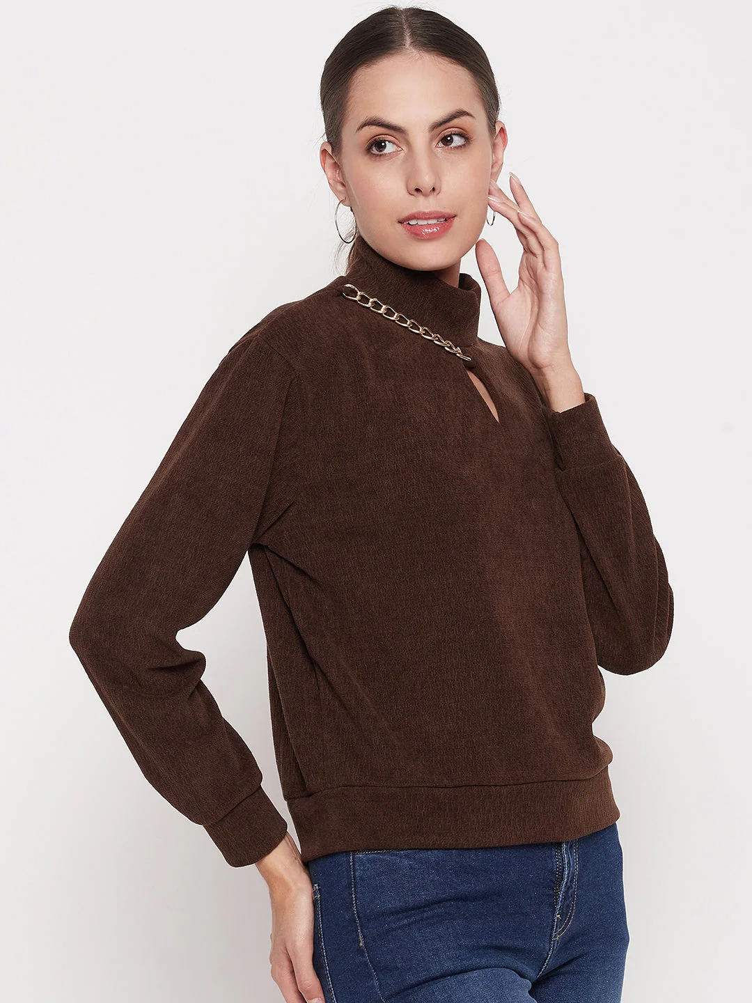 Madame Brown Keyhole Neck Sweater - Image 4