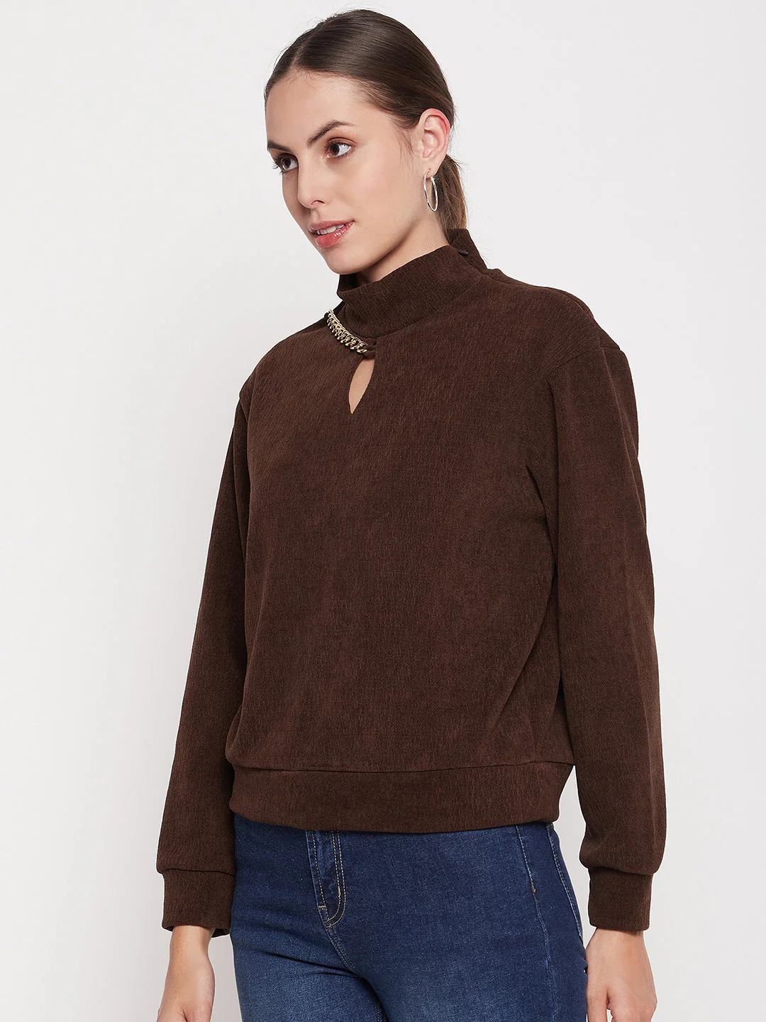 Madame Brown Keyhole Neck Sweater - Image 5