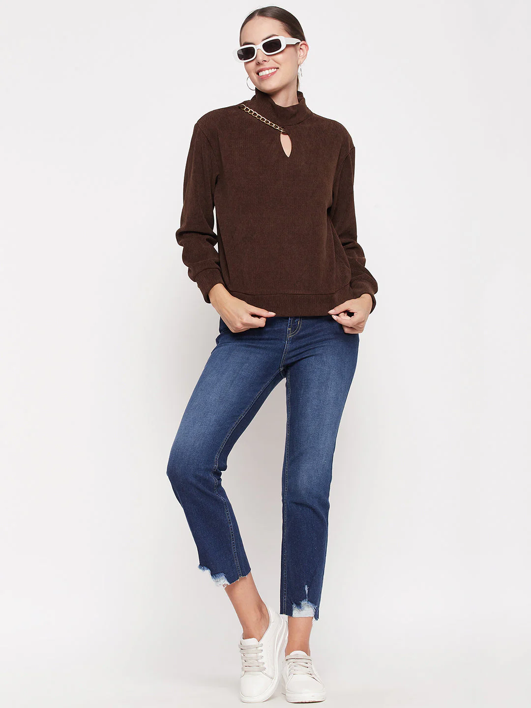 Madame Brown Keyhole Neck Sweater - Image 6