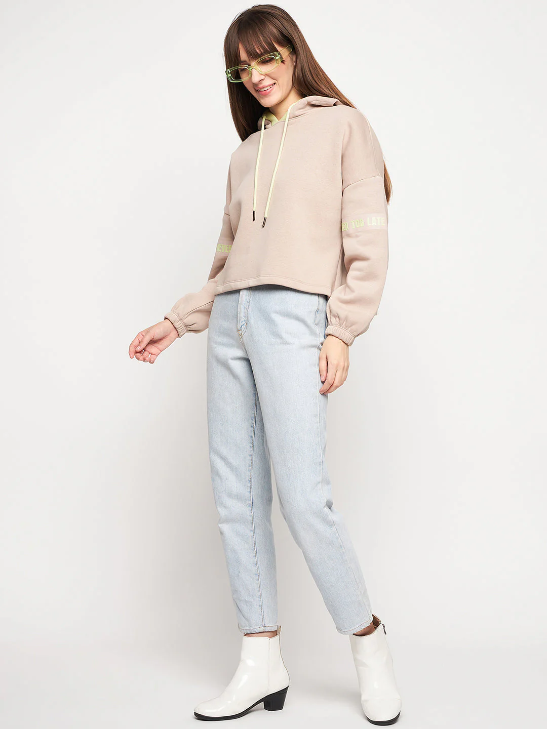 Madame Beige Hood Neck Sweatshirt - Image 6