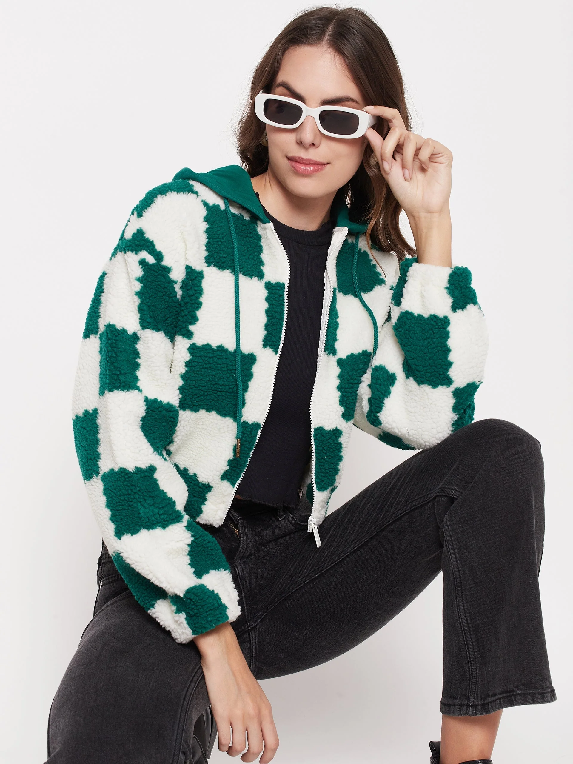 Madame Colour Blocked Bottle Green Sweatshirt - Image 2