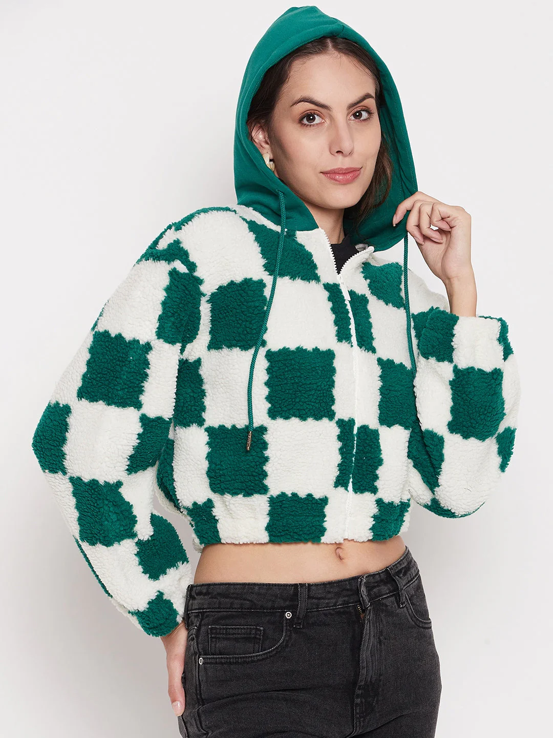 Madame Colour Blocked Bottle Green Sweatshirt - Image 5