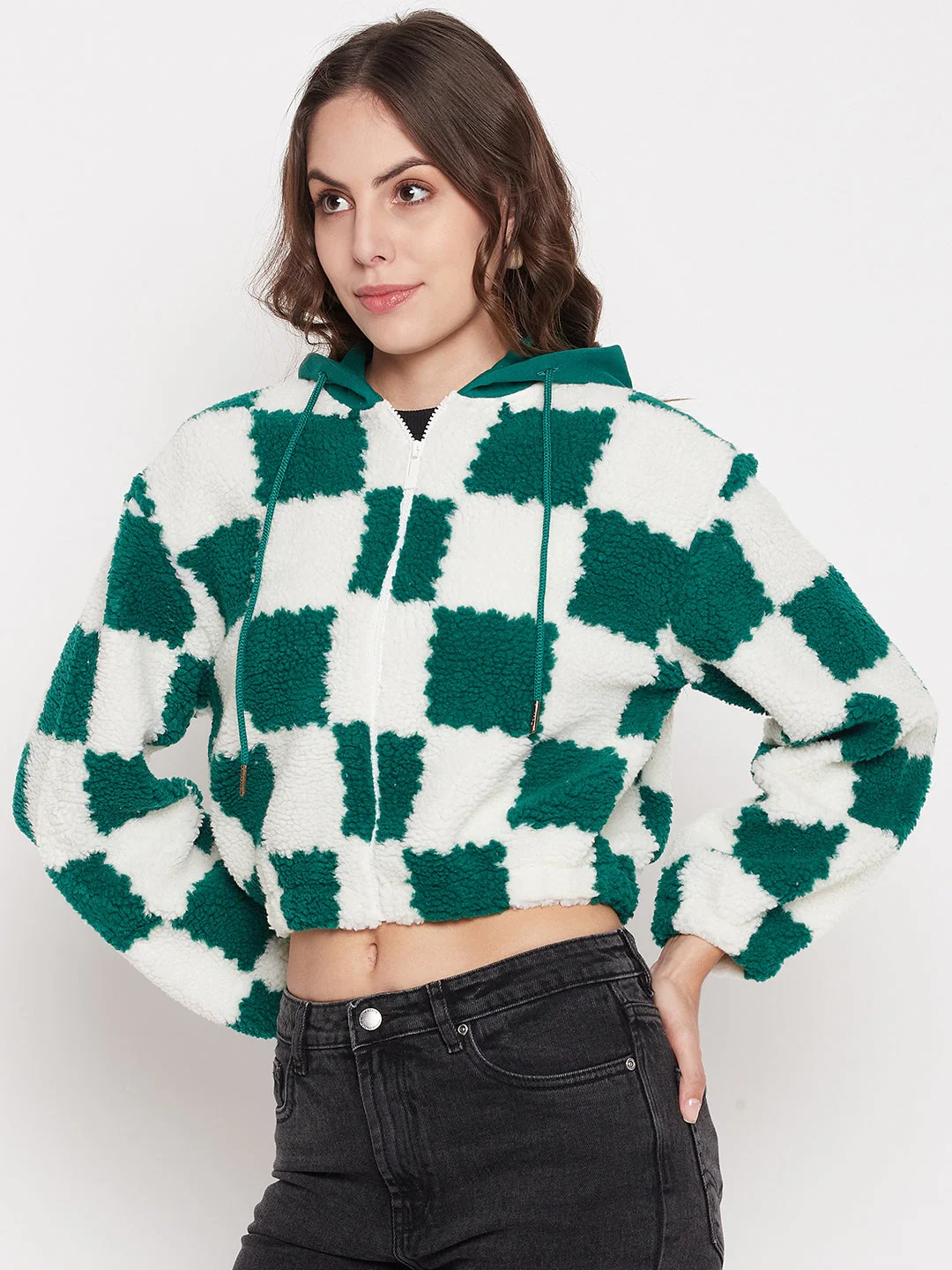 Madame Colour Blocked Bottle Green Sweatshirt - Image 6