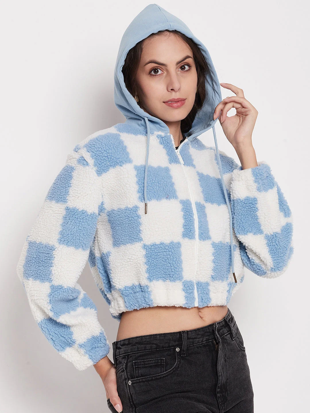 Madame Colour Blocked Sky-Blue Sweatshirt - Image 4