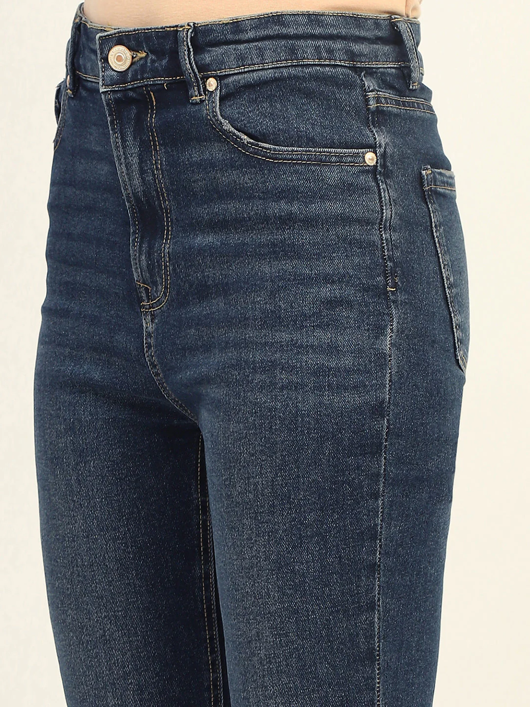 Madame Skinny Fit Raw Hem Cotton Dark Blue Denim - Image 2