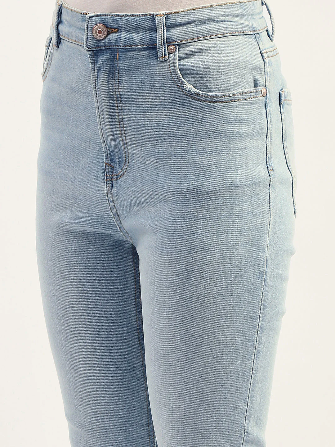 Madame Skinny Fit Raw Hem Cotton Ice Blue Denim - Image 2