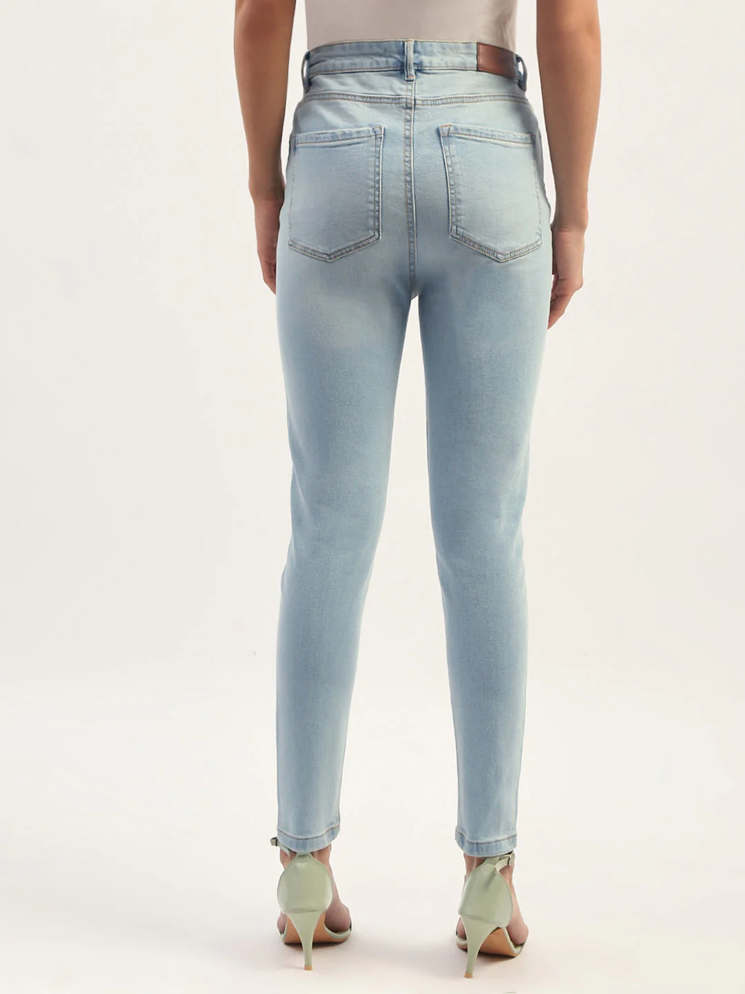 Madame Skinny Fit Raw Hem Cotton Ice Blue Denim - Image 3