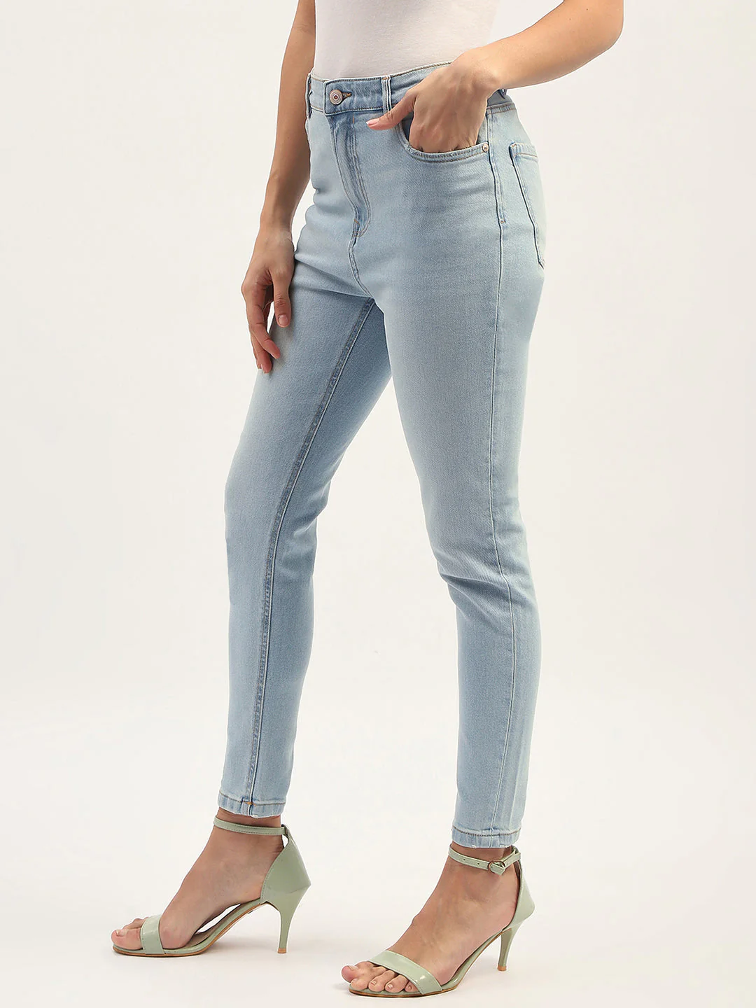 Madame Skinny Fit Raw Hem Cotton Ice Blue Denim - Image 5