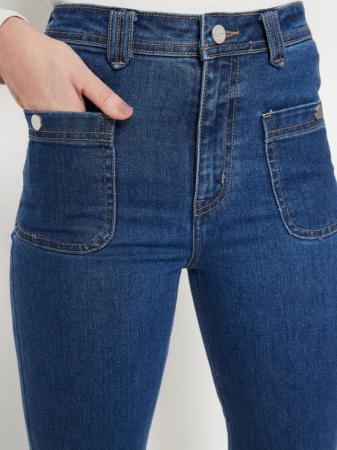 Madame Women Solid Dark Blue Jeans - Image 2