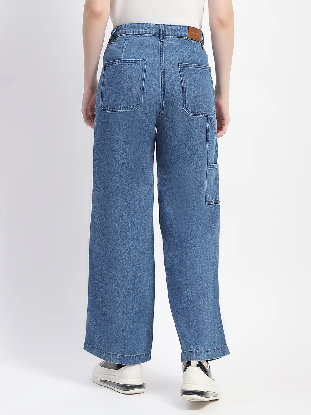 Madame Slant Pocket Flared Mid Blue Denim - Image 5