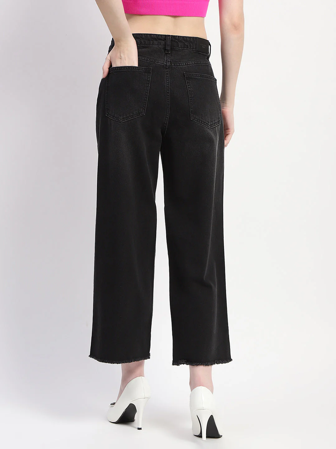 Madame Frayed Hem Black Flared Denim - Image 5