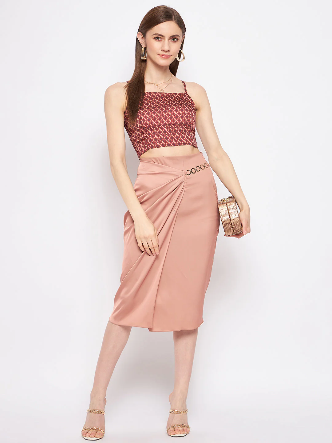 Madame Women Solid Camel Skirt - Image 4