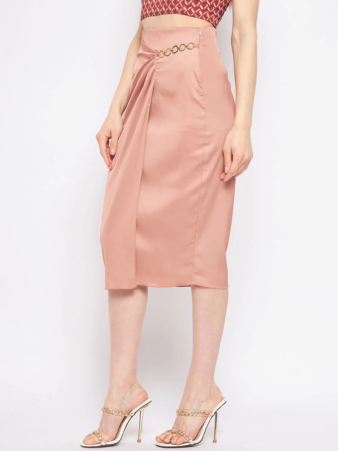 Madame Women Solid Camel Skirt - Image 5