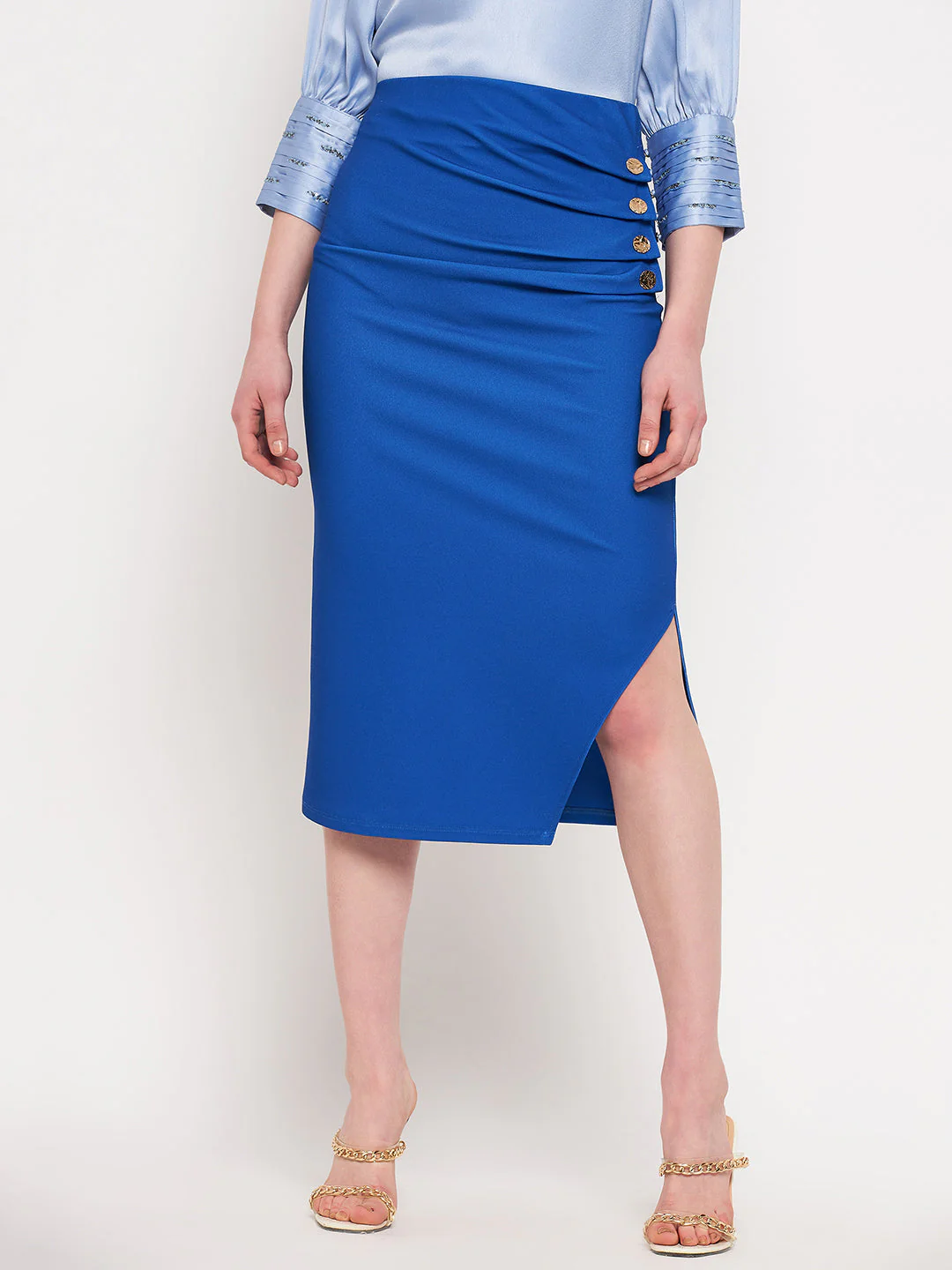 Madame Royal Blue Pencil Skirt - Image 2