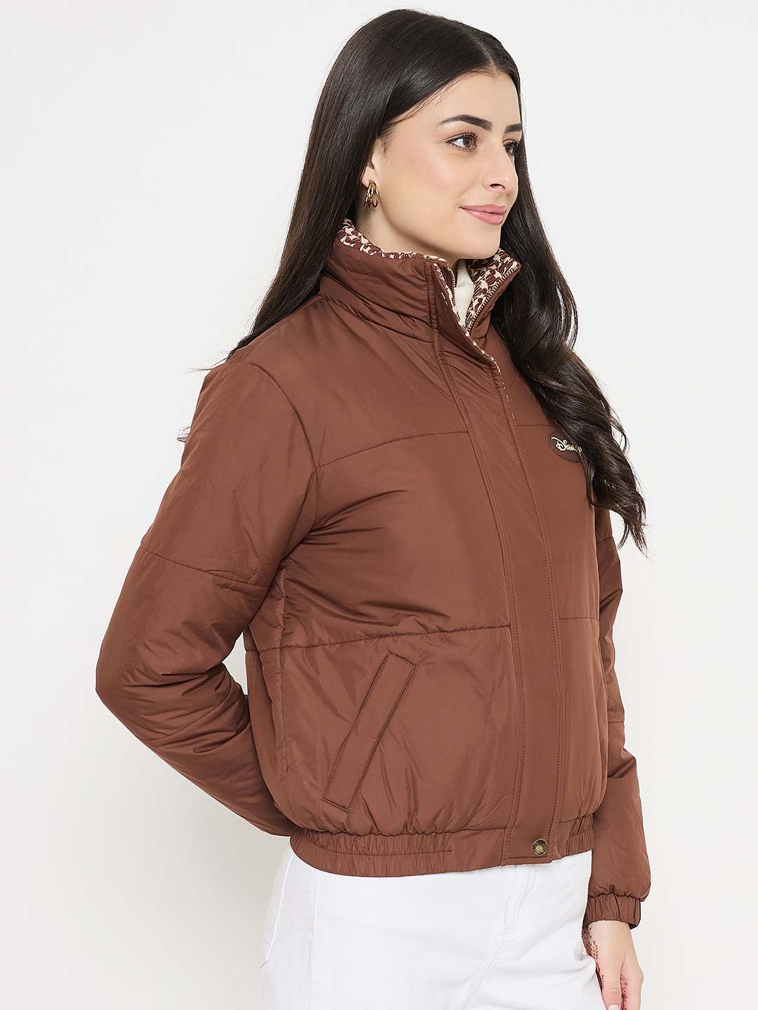 Madame Disney Printed Quilted Brown Puffer Jacket - Image 4