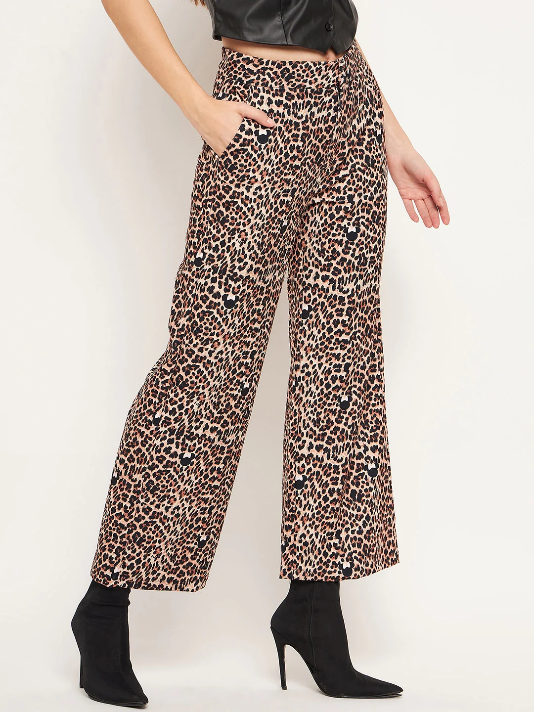 Madame Women Printed Brown Trouser - Image 5
