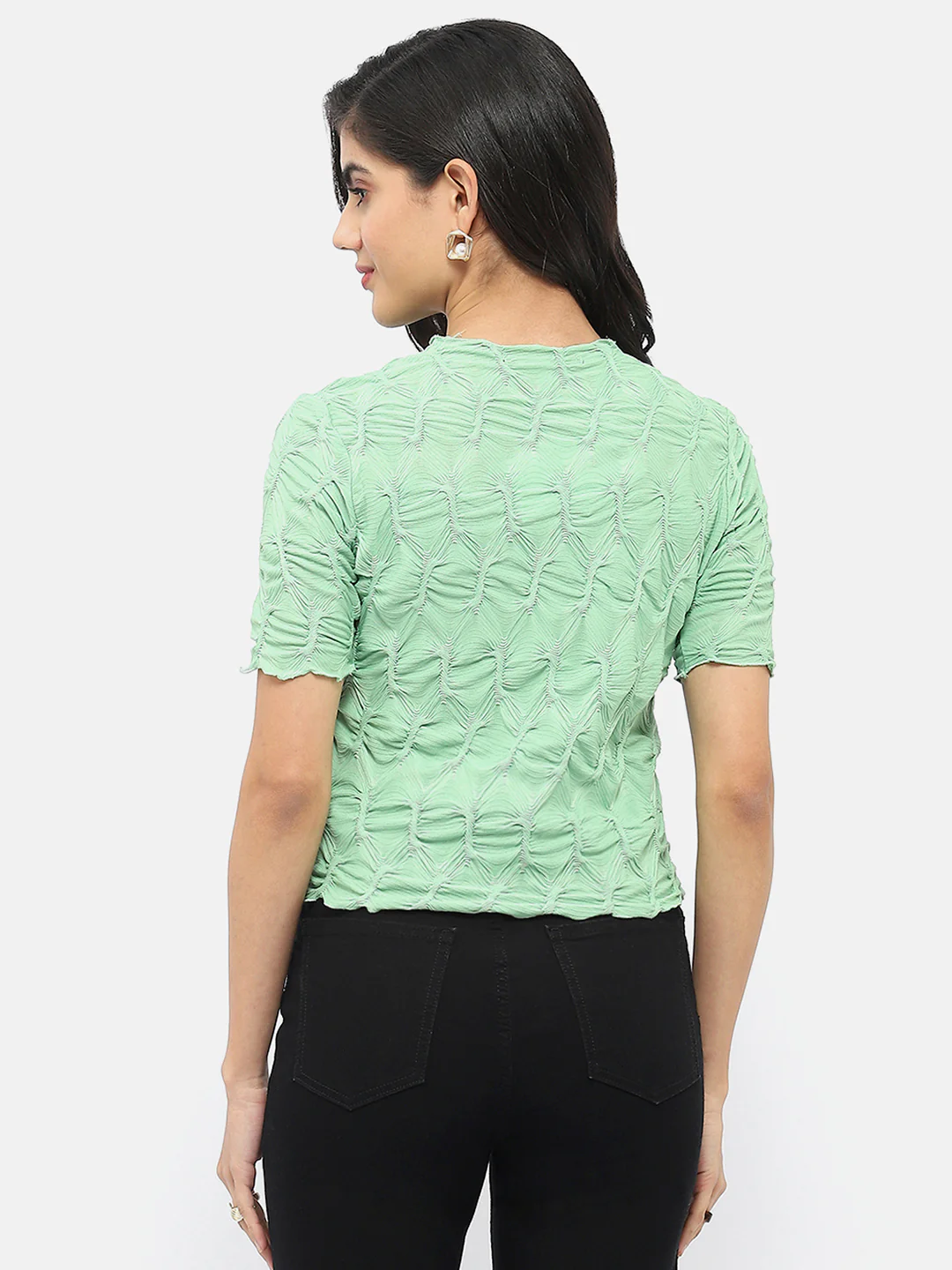 Madame Lettuce Hem Green Crinkled Top - Image 5