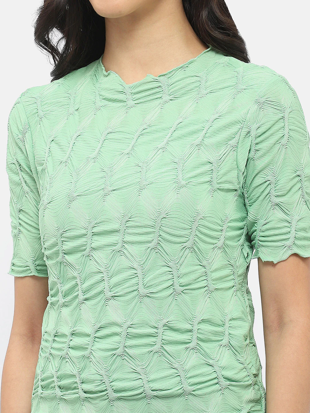 Madame Lettuce Hem Green Crinkled Top - Image 6