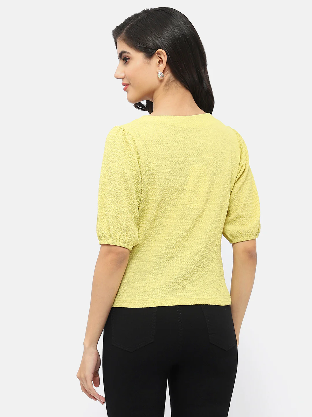 Madame Square Neck Lime Green Crinkled Top - Image 5
