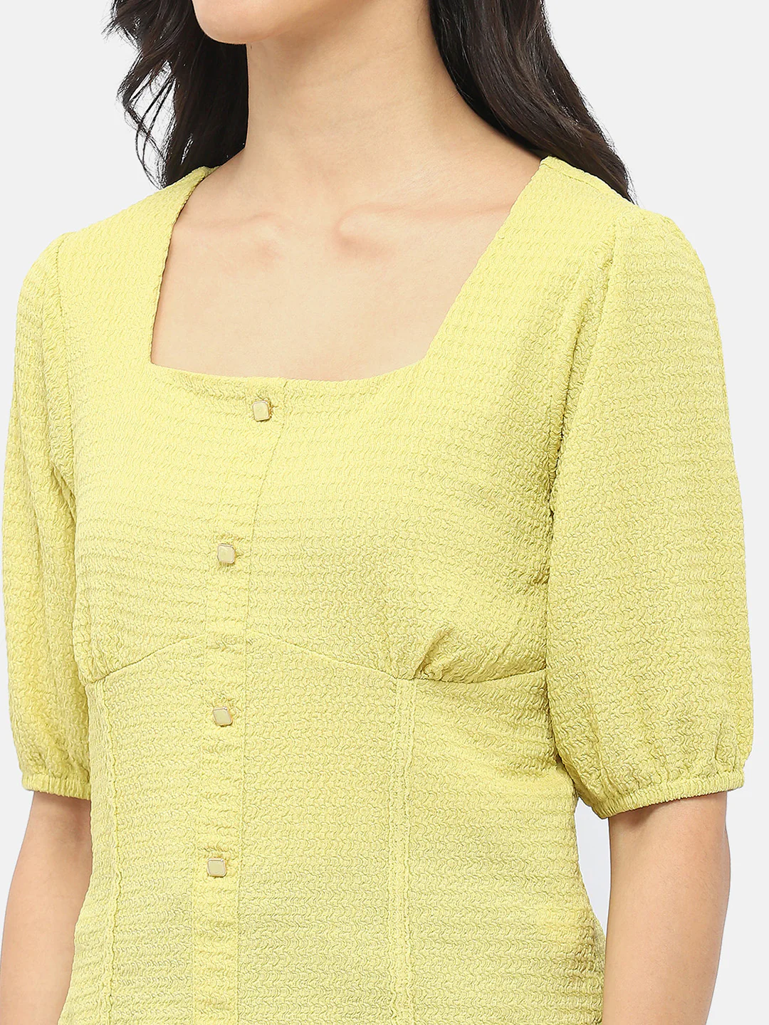 Madame Square Neck Lime Green Crinkled Top - Image 6
