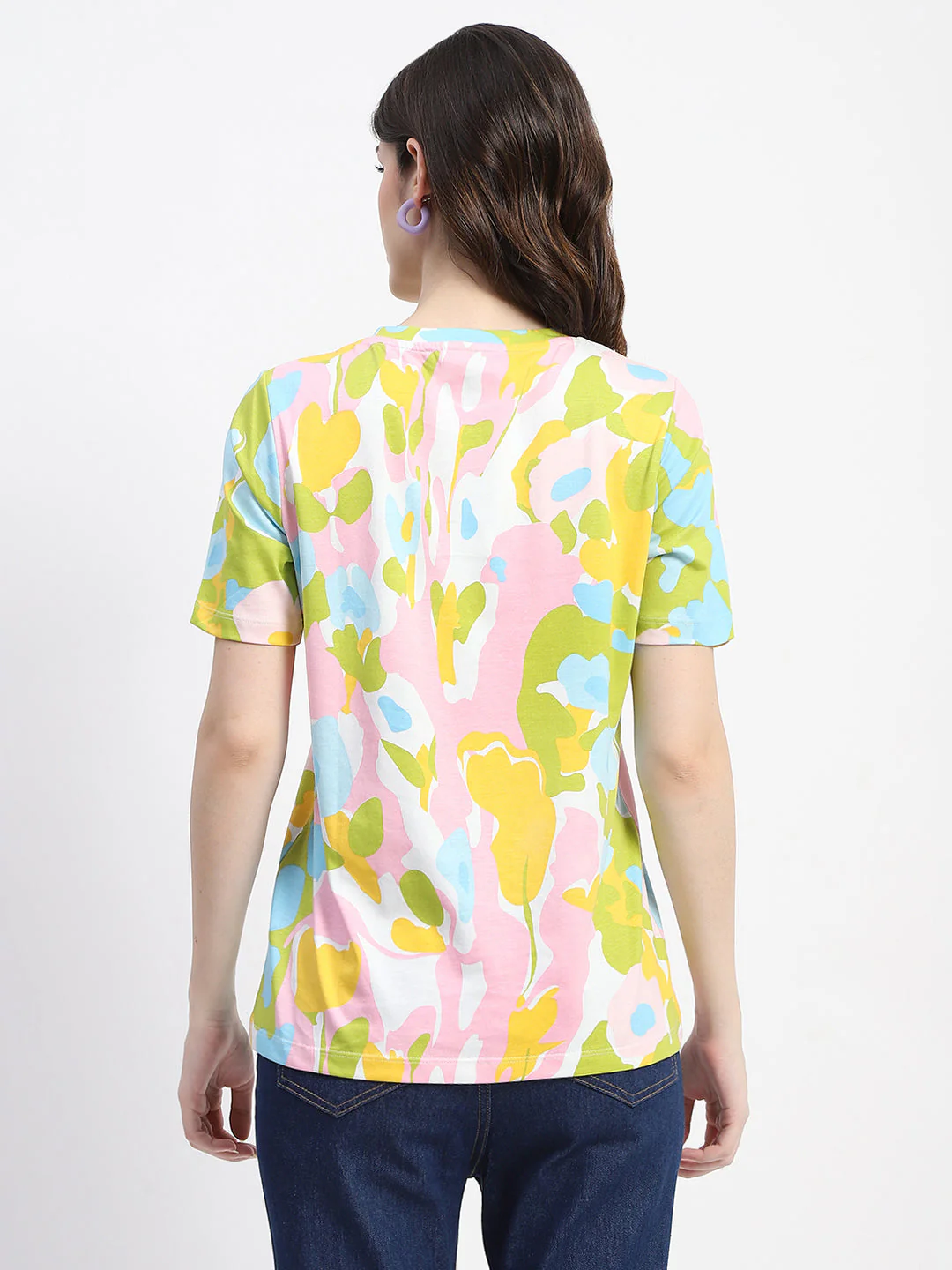 Madame Abstract And Typography Print White Cotton T-Shirt - Image 5