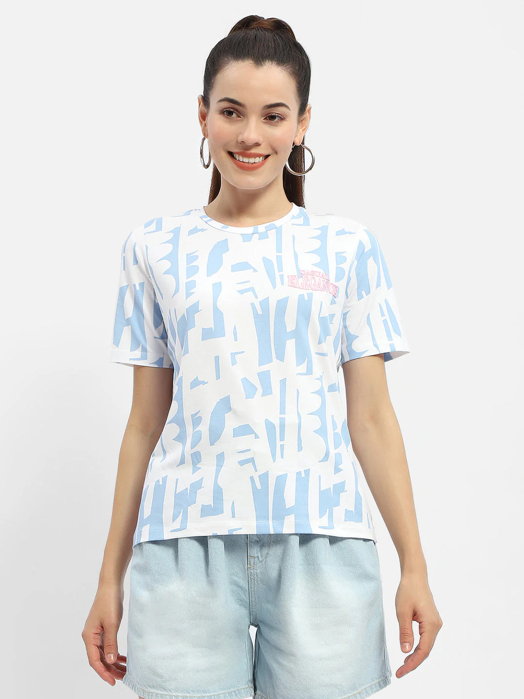 Madame Abstract Print Sea Green T-Shirt - Image 2