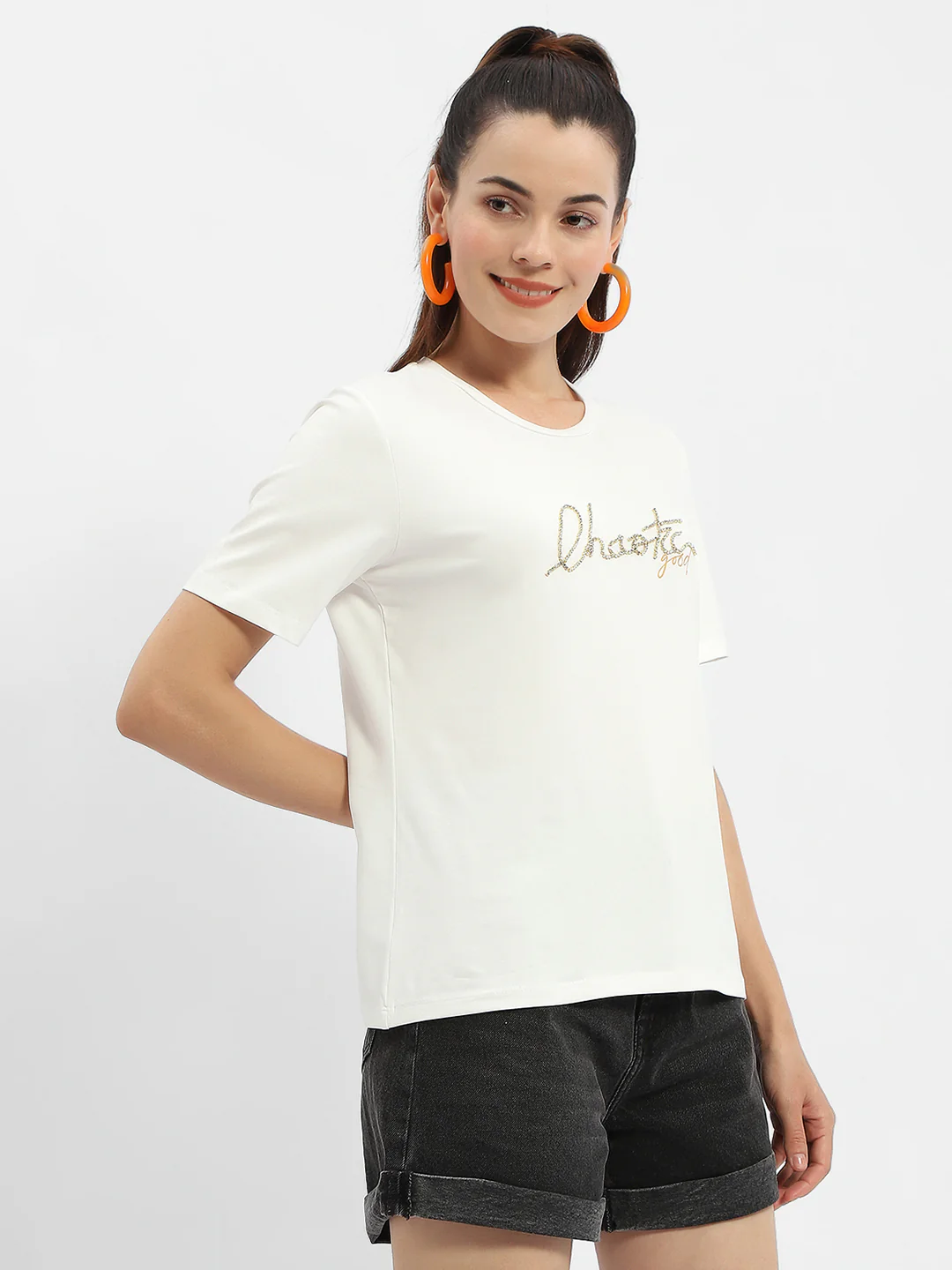 Madame Typography White Crew Neck T-Shirt - Image 3