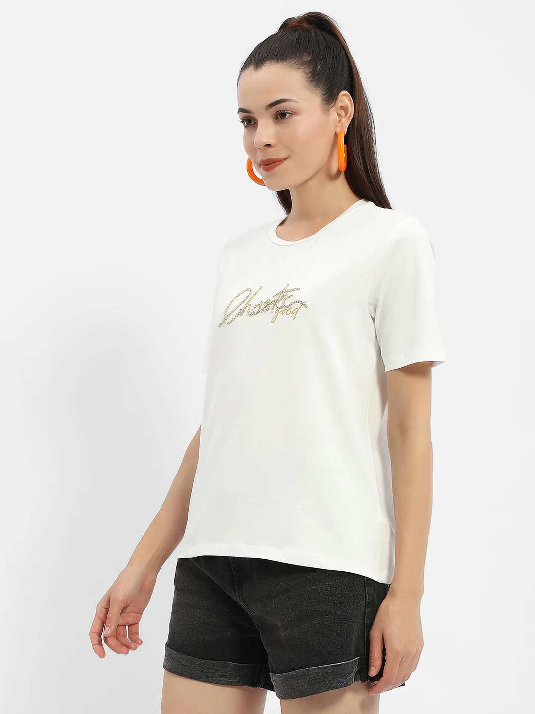 Madame Typography White Crew Neck T-Shirt - Image 4