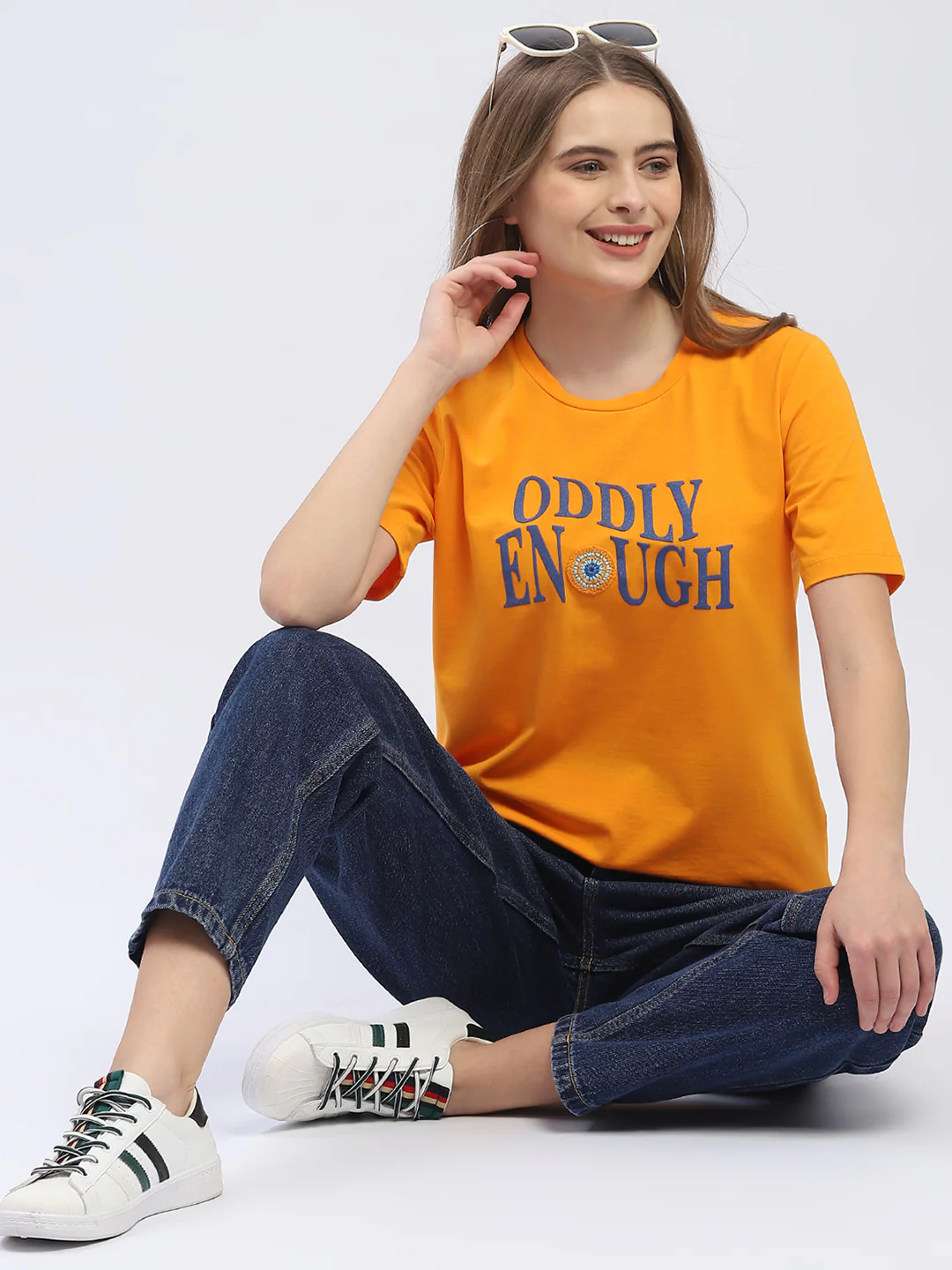 Madame Typography Orange Regular T-Shirt