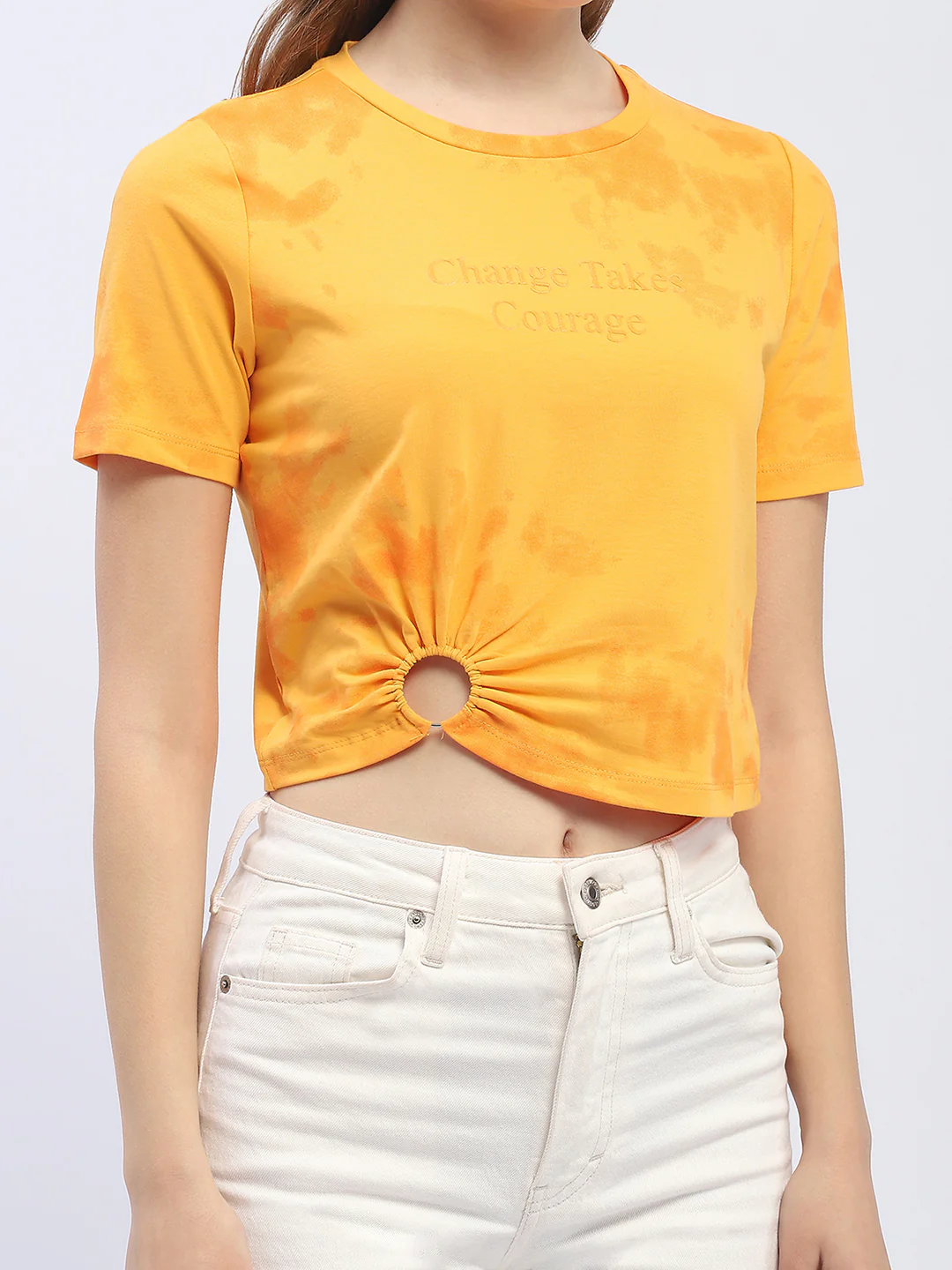 Madame Tie-Dye Light Orange Crop T-Shirt - Image 6