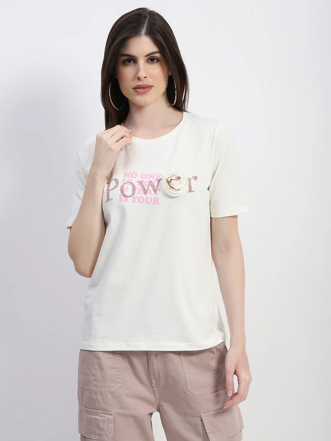 Madame Typography Print Off White Cotton T-Shirt - Image 2