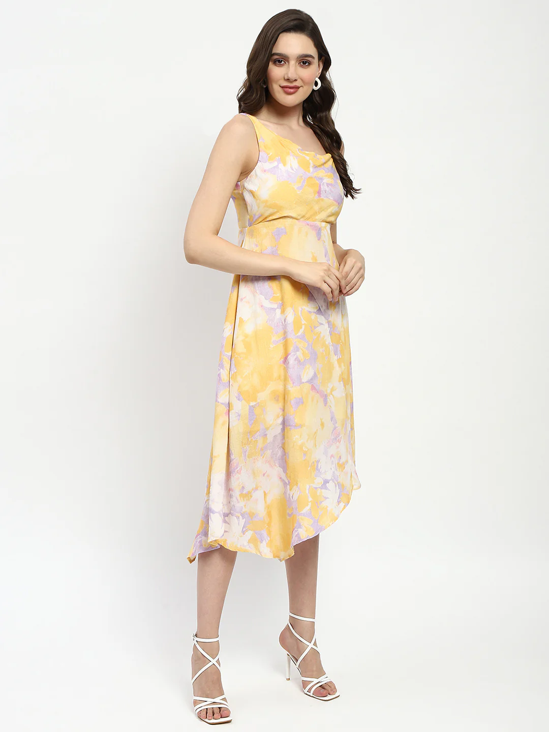 Madame Mustard Fit And Flare Cotton Blend Midi Dress - Image 4