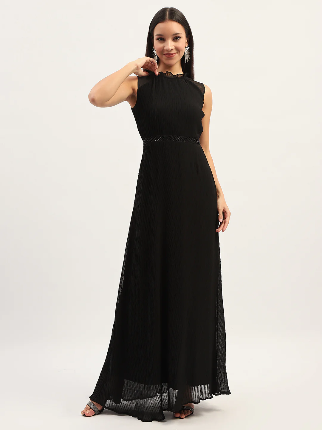 Madame Fit And Flare Black Maxi Dress - Image 3