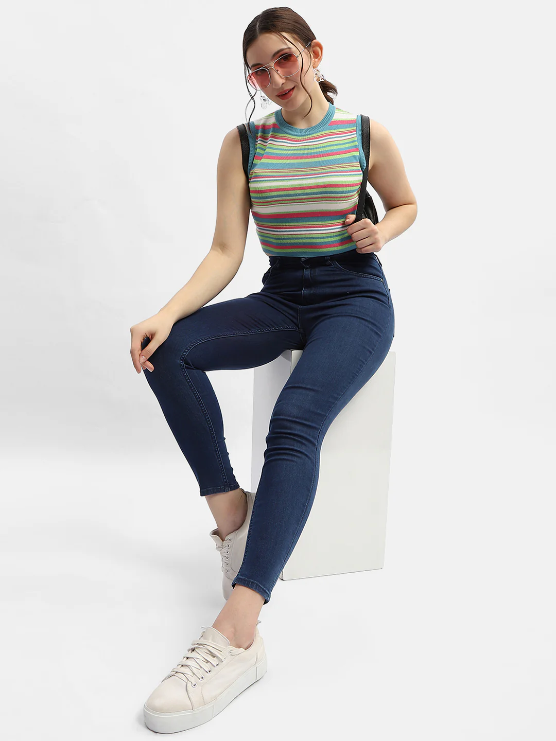 Madame Striped Airforce Blue Tank Top - Image 2