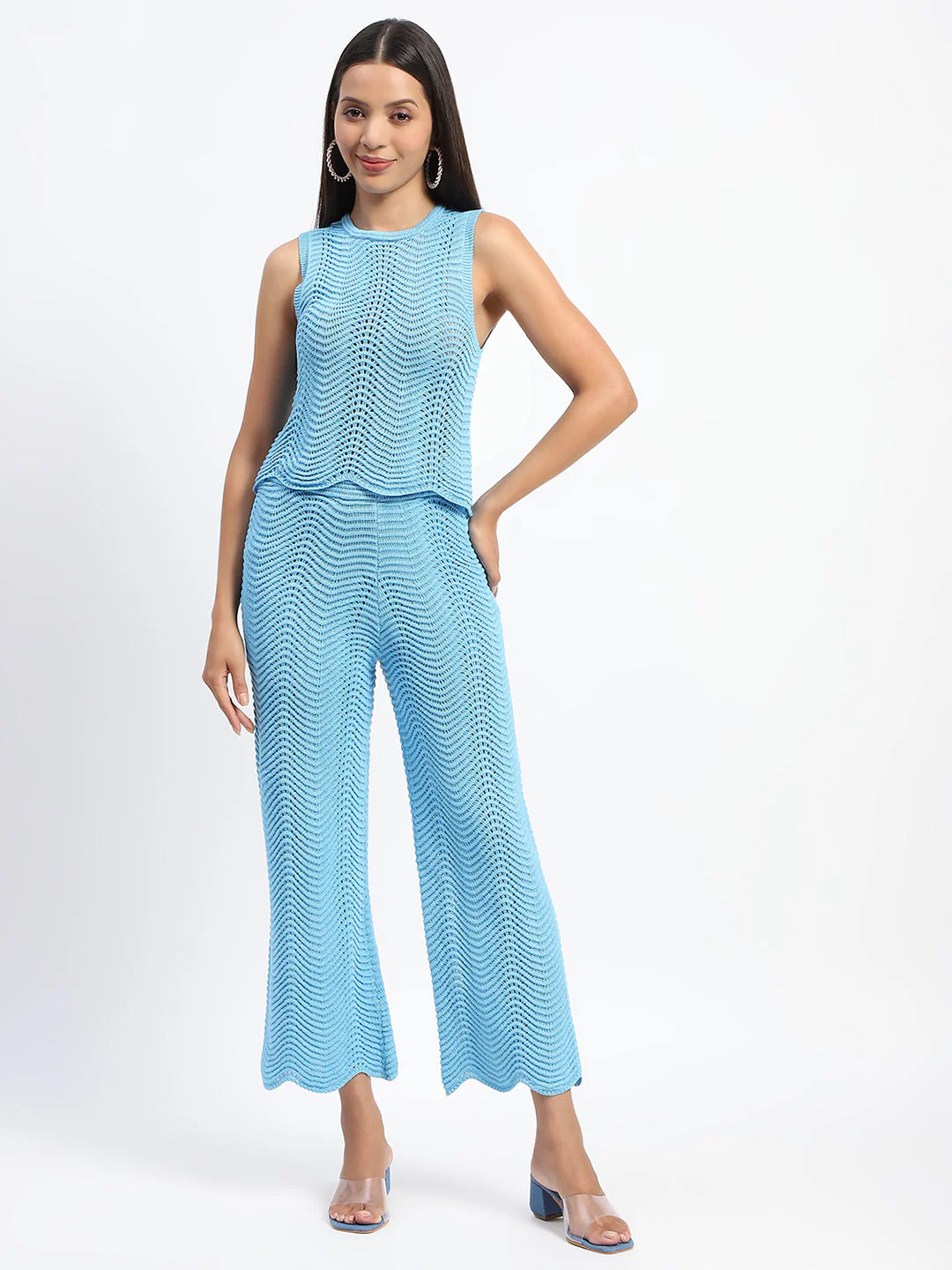 Madame Cotton Crochet Blue Co-ord Set - Image 3