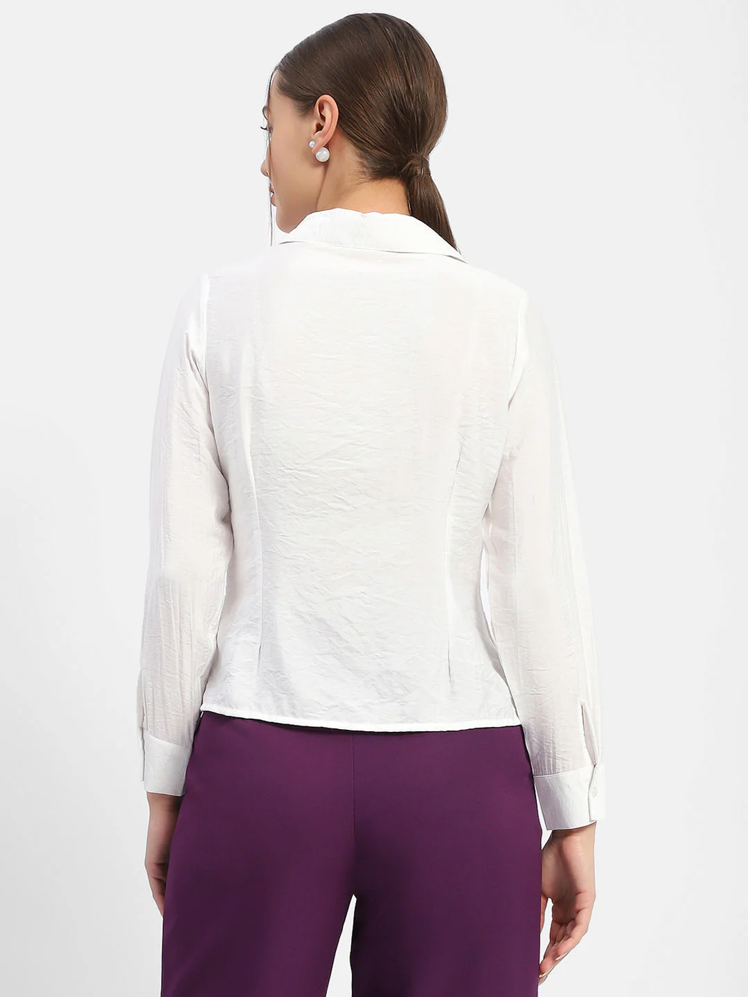 Madame Textured White Ruched Shirt - Image 3