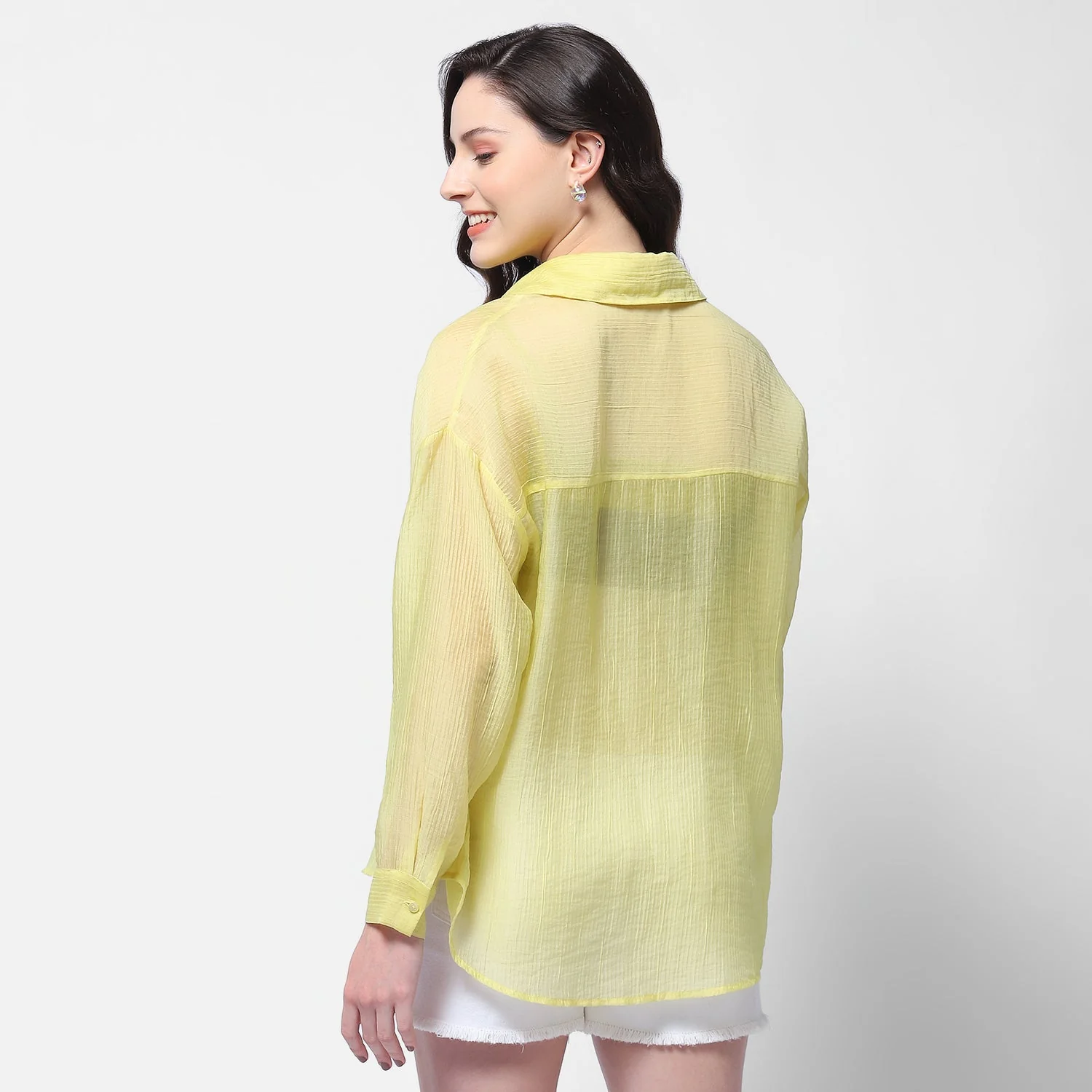 Madame Semi Sheer Lime Women Shirt - Image 3