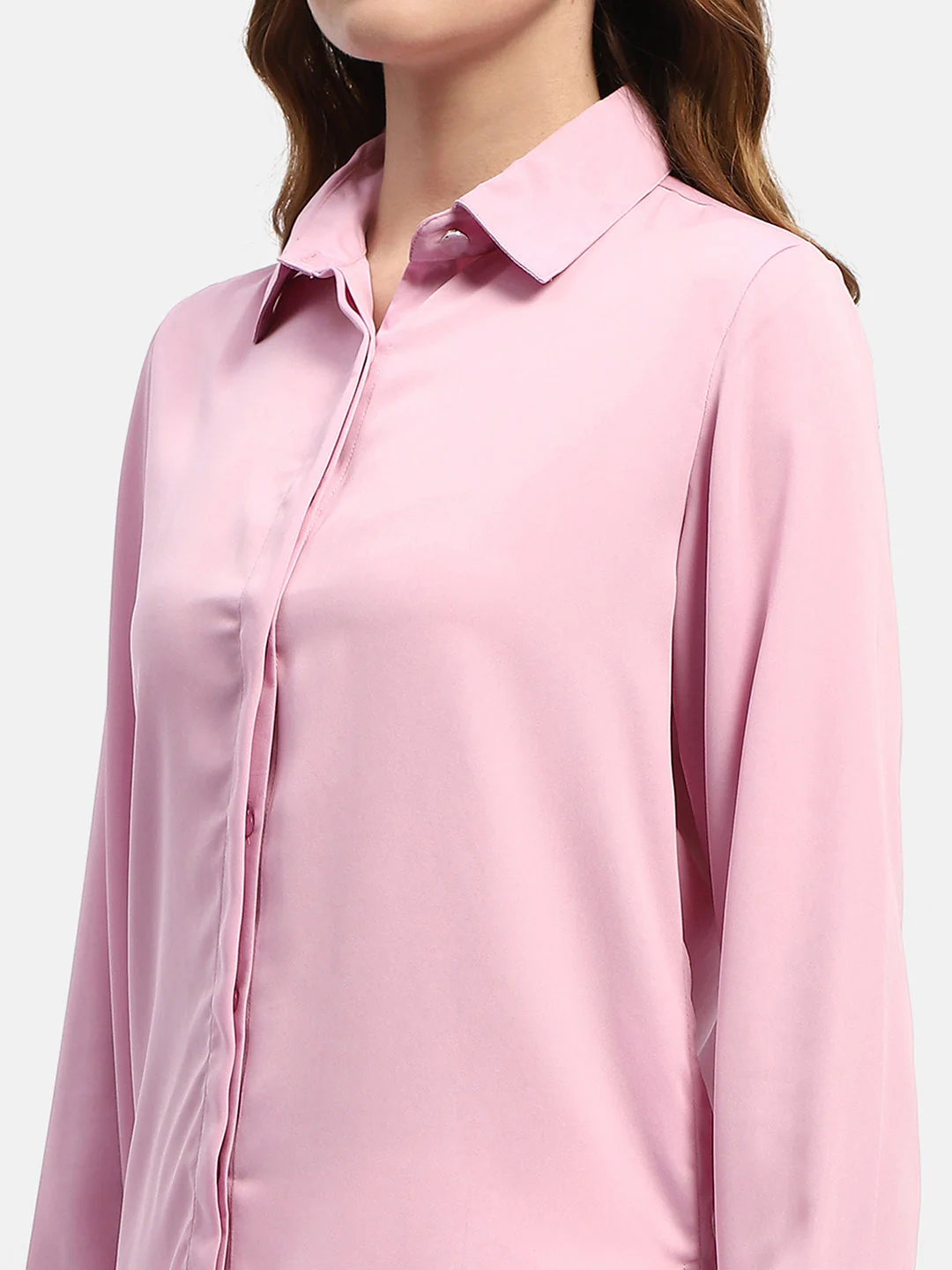 Madame Solid Pink Regular Shirt - Image 2