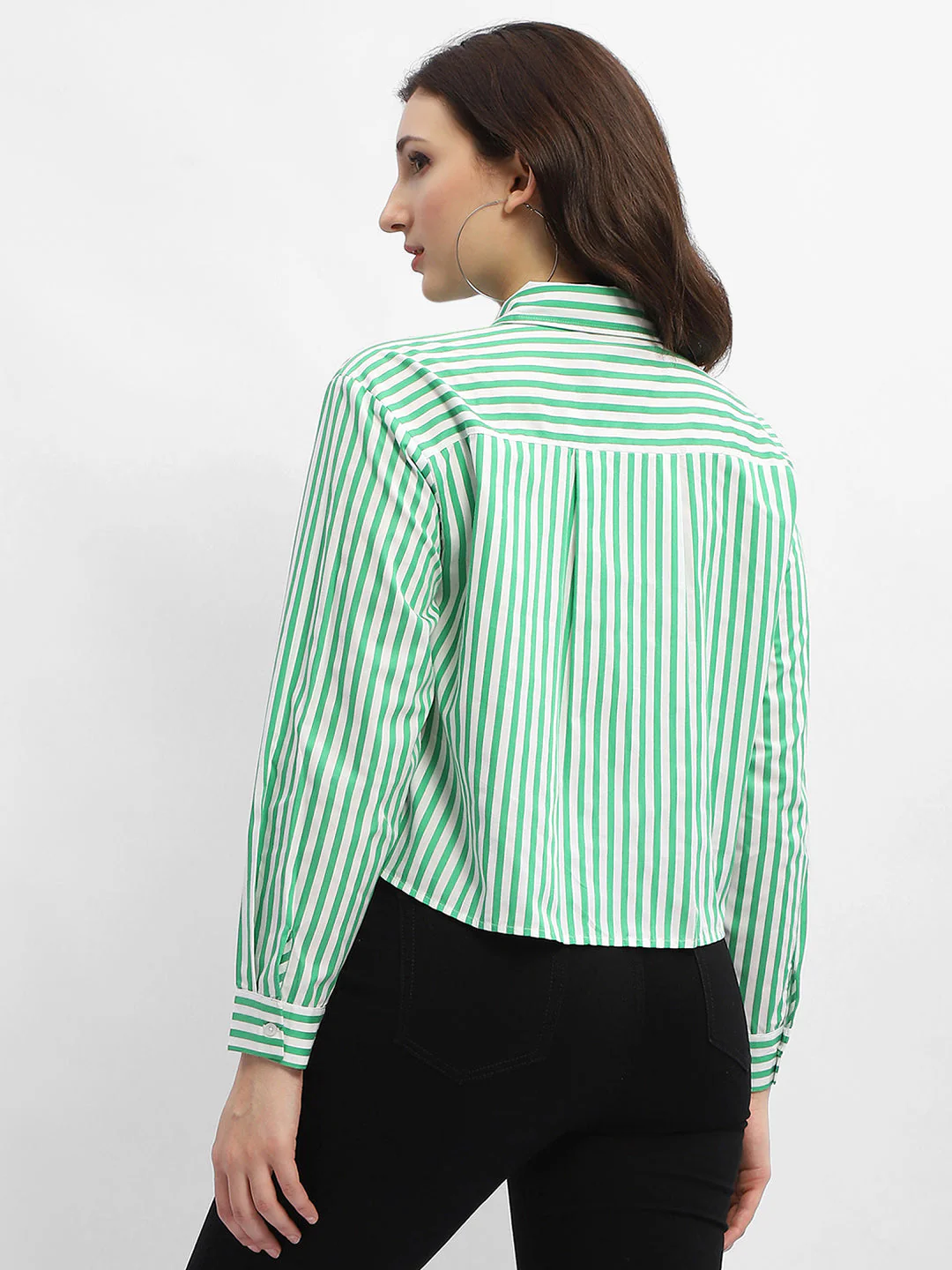 Madame Striped Green Regular Shirt - Image 2