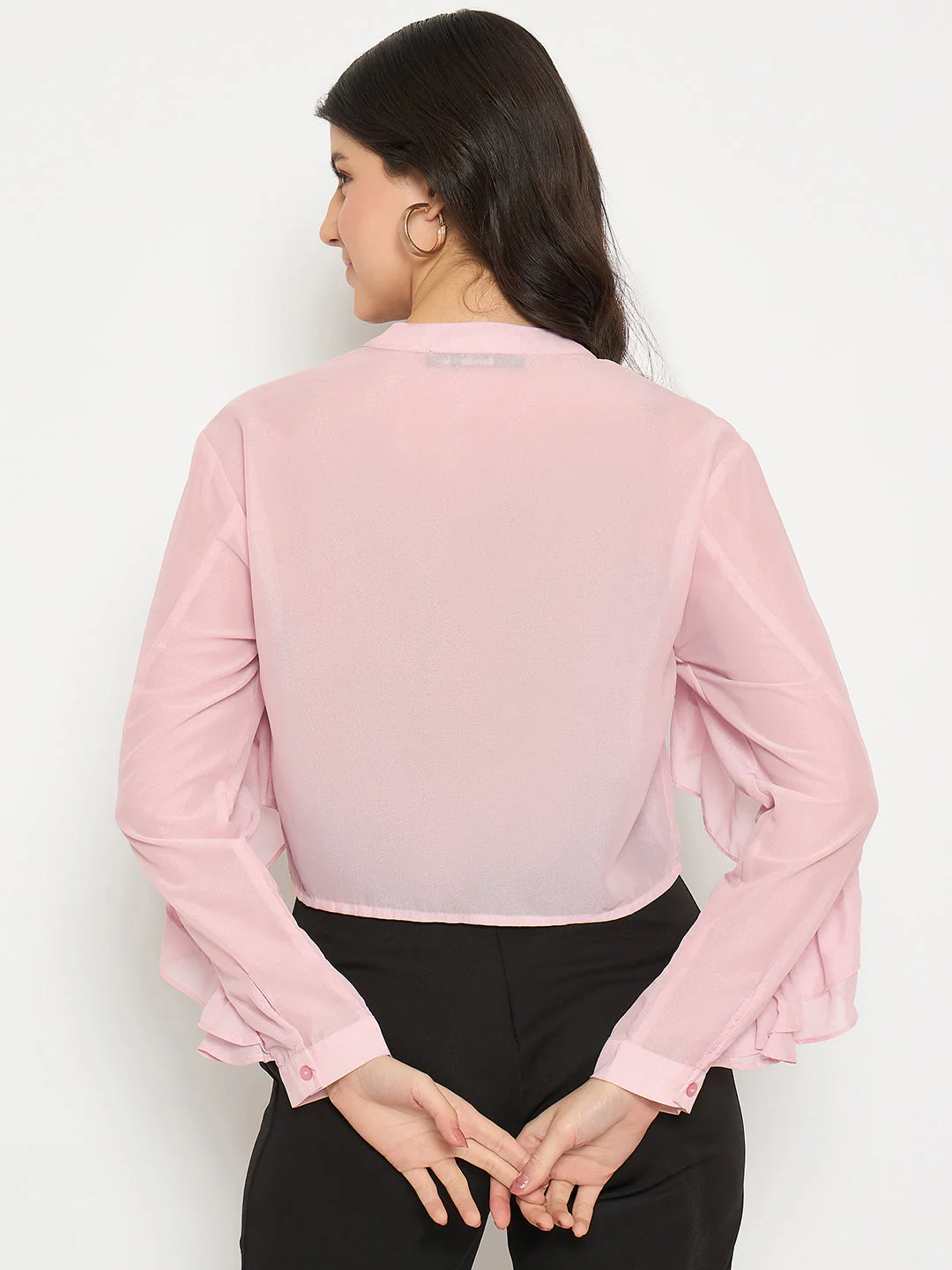 Madame Sheer Baby Pink Ruffle Top - Image 6