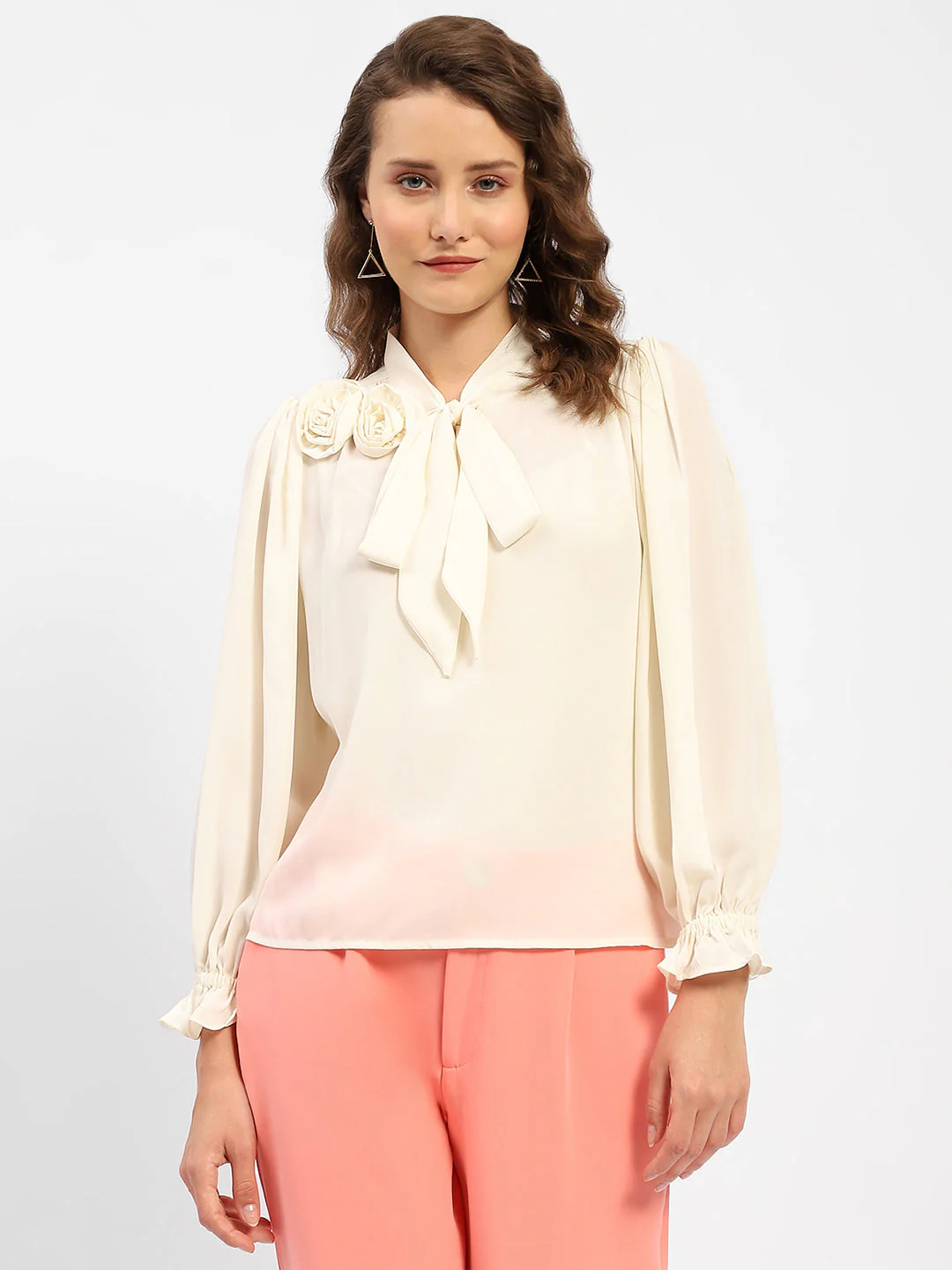 Madame Applique Adorned Off-White Shirt - Image 2