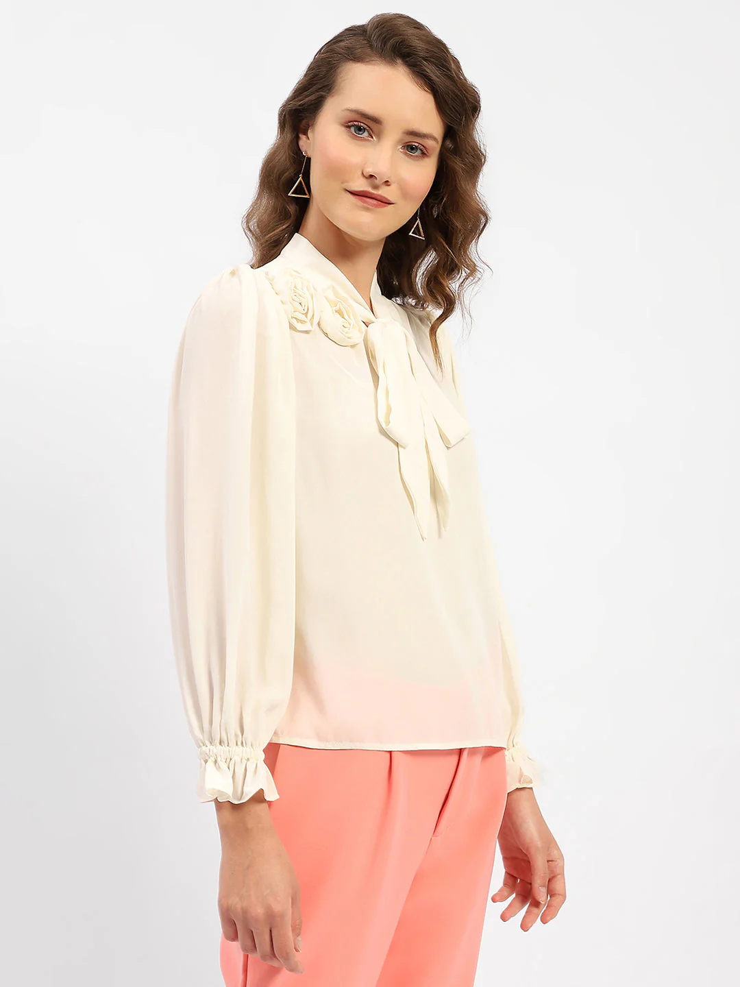 Madame Applique Adorned Off-White Shirt - Image 3