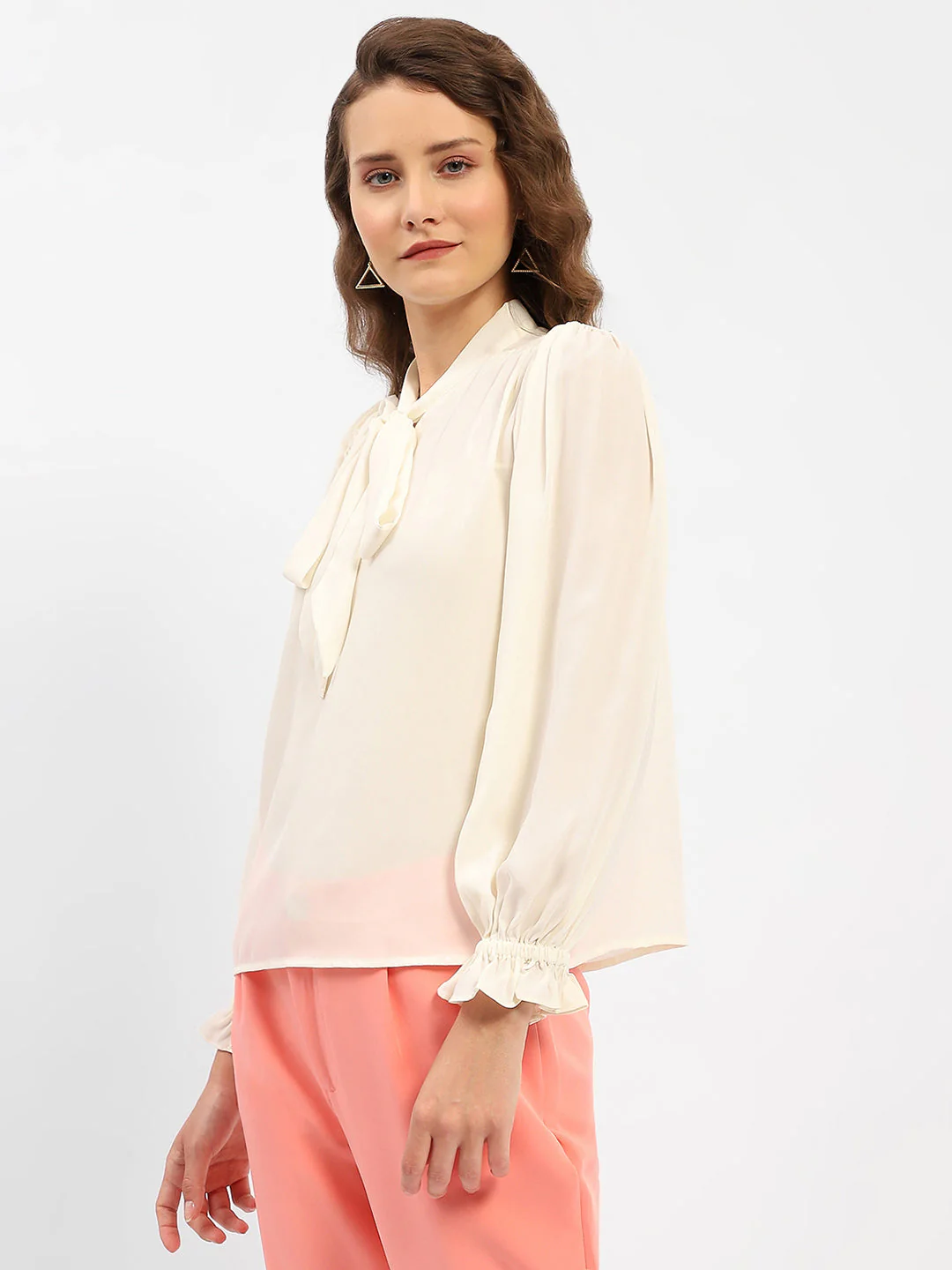 Madame Applique Adorned Off-White Shirt - Image 4
