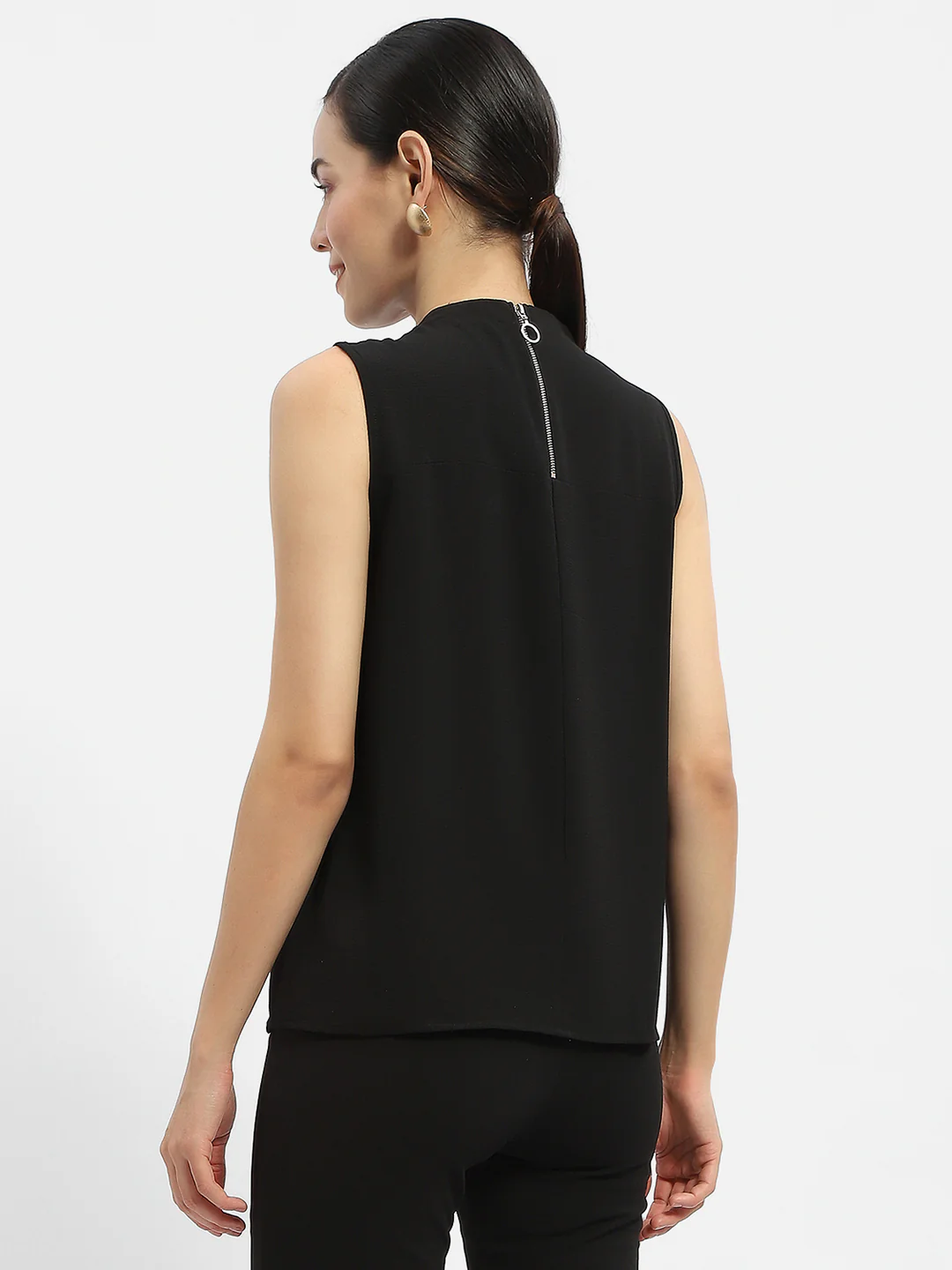 Madame Applique Adorned Black Shimmer Top - Image 5