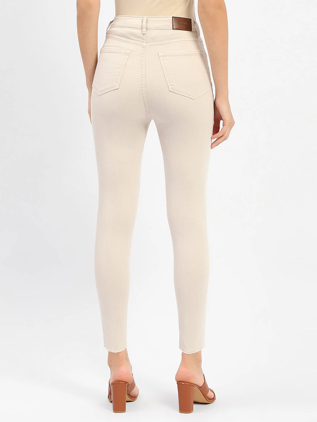 Madame Raw Hem Beige High Rise Skinny Fit Jeans - Image 5