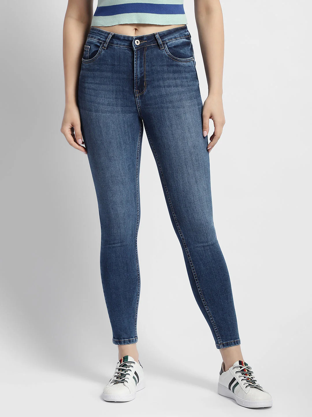 Madame Mid Rise Blue Skinny Fit Jeans - Image 3