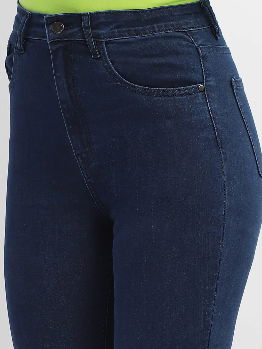 Madame Solid Mid Blue Skinny Fit Denim Jeans - Image 2